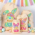 Personalisierte niedliche Osterhase Drawstring Geschenk Tasche mit Namen Ostern Party Geburtstag Geschenk für Kinder Familie