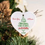 Personalized Love Heart Ceramic Ornament with Name Photo Our First Christmas Birthday Anniversary Gift for Wife Husband