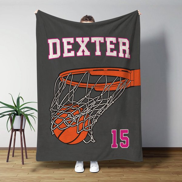 Couverture de basket-ball multicolore personnalisée avec nom et numéro Cadeau d'anniversaire pour les amateurs de basket-ball