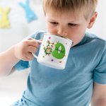 Henkilökohtainen akvarelli Bunny Floral Initial 12oz monivärinen Rim emali muki nimi syntymäpäivä pääsiäinen puolue suosikki lahja lapsille