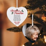 Adorno personalizado de cerámica con foto Navidad en el cielo Decoración del árbol de Navidad Regalo conmemorativo para la familia