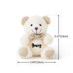 Personalised Cute Plaid Bow Tie Tiny Plush Teddy Bear Stuffed Animal Toy with Name Baby Shower Children's Day Birthday Gift for Kids