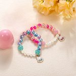 Personalisierte niedliche Kaninchen Charme bunte elastische Perlen Armband mit Namen Ostern Geschenk für Kinder Mädchen