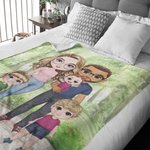 Personaje de dibujos animados personalizado Miembro de la familia Suave manta para el hogar Decoración Regalo de cumpleaños para la familia de amigos
