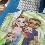 Personaje de dibujos animados personalizado Miembro de la familia Suave manta para el hogar Decoración Regalo de cumpleaños para la familia de amigos