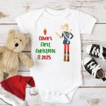 Spersonalizowany pierwszy świąteczny romper dla niemowląt z postaciami z bajek z imieniem Baby Shower Świąteczny prezent dla nowonarodzonej dziewczynki i chłopca