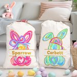 Personalisierte niedliche Osterhase Drawstring Geschenk Tasche mit Namen Ostern Party Geburtstag Geschenk für Kinder Familie