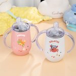 Spersonalizowany kubek niekapek Cute Animal Underwater World 10oz z imieniem i uchwytem Prezent urodzinowy dla dzieci na baby shower