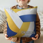 Taie d'oreiller carrée personnalisée sur le thème du ballon avec nom Cadeau de pendaison de crémaillère et d'anniversaire pour les amateurs de sport de ballon