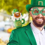 Personalized Magnetic Leprechaun Beer Cup Plush Stuffed Toy with Name and Text Birthday St. Patrick's Day Clothing Accessories Gift for Family Friends
