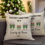 Personlig vår første jul søt bomulls tøffelmønster kaste putetrekk første julegave til barnefamilien