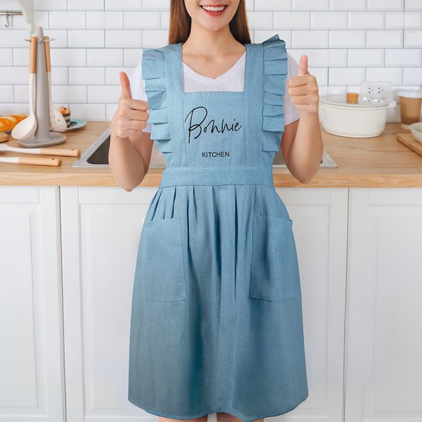 Personalisierte Name Ruffle Prinzessin Schürze mit Namen und verstellbaren Riemen Geburtstag Housewarming Geschenk für Frau Maniküre Gärtnerin Koch