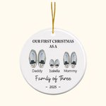 Personalizzato Il nostro primo Natale come famiglia di tre adorabili ornamenti natalizi da appendere all'albero Regalo decorativo per la famiglia