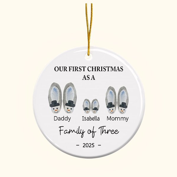 Gepersonaliseerd Onze eerste kerst als een gezin van drie mooie kerstboom ornament opknoping Home Decor Gift voor familie