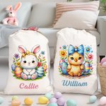 Personalisierte niedlichen Cartoon Kaninchen Küken Ostern Drawstring Geschenk Tasche mit Namen Geburtstag Ostern Party Geschenk für Kinder Familie