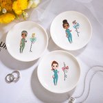 Personalisierte Geburt Blume Schleife-Knoten Stethoskop medizinische Cartoon-Charakter Schmuckplatte mit Namen Geburtstag Krankenschwester Woche Geschenk für medizinisches Personal