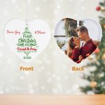 Personalized Love Heart Ceramic Ornament with Name Photo Our First Christmas Birthday Anniversary Gift for Wife Husband