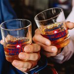 Personalisierte 16oz blauen Kragen Druck Whiskey Glas mit Namen Bar Glaswaren Vatertag Geschenk für Opa Papa