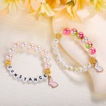 Personalisierte niedliche Kaninchen Charme bunte elastische Perlen Armband mit Namen Ostern Geschenk für Kinder Mädchen