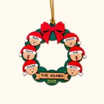 Ornement de Noël personnalisé en bois pour fenêtre et couronne avec 1-9 noms gravés et année Cadeau de décoration d'intérieur pour la famille et les amis