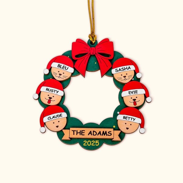 Gepersonaliseerd houten Ornament met 1-9 Gegraveerde Namen en Jaar Boom Hang Home Decor Cadeau voor Familie Vrienden