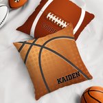 Taie d'oreiller carrée personnalisée sur le thème du ballon avec nom Cadeau de pendaison de crémaillère et d'anniversaire pour les amateurs de sport de ballon