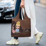 Personalizada Nacimiento Flor Corona Caricatura Personaje Bolsa Tote con Nombre Uso Diario Día de la Madre Cumpleaños Regalo para Mujeres
