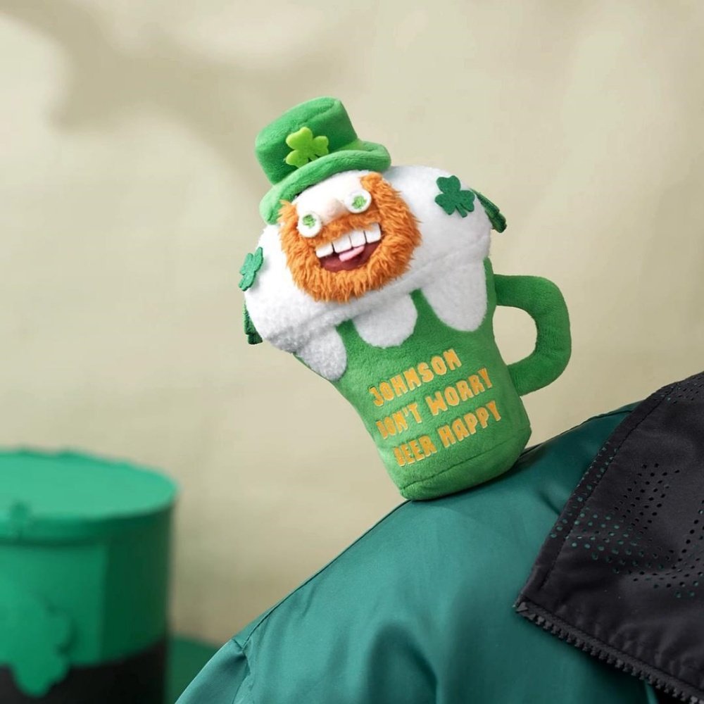 Personalized Magnetic Leprechaun Beer Cup Plush Stuffed Toy with Name and Text Birthday St. Patrick's Day Clothing Accessories Gift for Family Friends 3