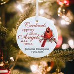 Ornement personnalisé en céramique Le cardinal apparaît lorsque les anges sont proches Décoration de la maison Mémoire de Noël Cadeau pour la famille