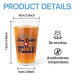 Personalisierte lustige blauen Kragen Druck Lebensmittelqualität 16oz Bierglas mit Namen Bar Glaswaren Vatertag Geburtstag Geschenk für Bierliebhaber Familie