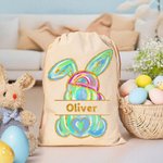 Personalisierte niedliche Osterhase Drawstring Geschenk Tasche mit Namen Ostern Party Geburtstag Geschenk für Kinder Familie