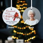 Ornement personnalisé en céramique Le cardinal apparaît lorsque les anges sont proches Décoration de la maison Mémoire de Noël Cadeau pour la famille