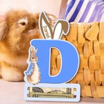 Personalisierte niedliche Peter Rabbit Hasenohren hölzerne Geldhalter mit Initialen und Namen Ostern Korb Stuffers Geschenk für Kinder