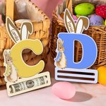 Personalisierte niedliche Peter Rabbit Hasenohren hölzerne Geldhalter mit Initialen und Namen Ostern Korb Stuffers Geschenk für Kinder