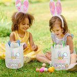 Personalisierte niedlichen Bogen Hase Ohr wiederverwendbaren Korb mit Namen Ostereierjagd Zubehör Party Geburtstag Geschenk für Jungen Mädchen