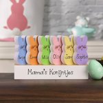 Gepersonaliseerde 1-15 Paashazen Familie Houten Blok Set met Naam Kleurrijke Blozende Konijn Huisdecoratie Paascadeau voor Moeder en Grootmoeder