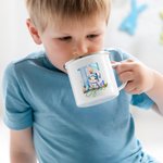 Personalised Cute Easter Bunny Gradient Initial 12oz Enamel Mug with Name Party Favor Easter Gift for Kids