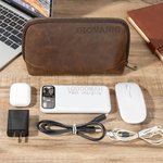 Borsa personalizzata in vera pelle per accessori elettronici da viaggio con testo inciso regalo multiscomparto per festa del papà compleanno 3