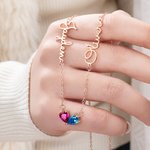 Personalised Dainty Double Heart-Shaped Birthstone Necklace with Names Birthday Anniversary Valentine's Day Gift for Women Sisters