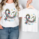 Personalized Autism Ribbon Awareness 100% Cotton Kid Adult T-shirt with Name World Autism Day Birthday Encouragement Gift for Family Friend