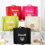 Personalisierter Cartoon Tier Wasserdichter Hängender Kulturbeutel mit Namen Spiegel Griff Haken Tragbar Reise Zubehör Geburtstag Geschenk für Kinder