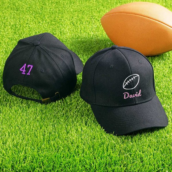 Personalized Embroidered Ball Icon Baseball Cap Adjustable Band with Name and Number Gift for Ball Sports Lover