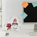 Personlig tegneserie Business Character Birth Flower Heart Akrylplakett med navn Bursdagskampanje Skrivebordsdekorasjon Gave til kontormedarbeider