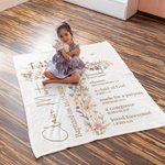 Personalised Floral Cross Bless Bible Verse Soft Throw Blanket with Name and Text Baptism First Communion Gift for Kids