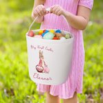 Personalisierte Aquarell Ostern Hase Floral Korb Eier Eimer Tasche mit Titel und Name Ostereierjagd Zubehör Geburtstag Party Favors Geschenk für Kind