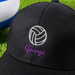 Personalized Embroidered Ball Icon Baseball Cap Adjustable Band with Name and Number Gift for Ball Sports Lover