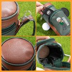 Personalisierte Cartoon-Charakter PU-Leder Wertsachentasche Golfballtasche mit Namen Jahrestag Geburtstag Vatertag Geschenk für Golfliebhaber Herrn