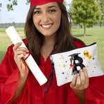 Personalised Initial Graduation Cap Name Makeup Bag with Wristband Graduation Gift for Friend Family