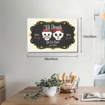 Peinture Gotique en Toile Personnalisée avec Nom et Date Crâne en Sucre Décoration Murale Jour des Morts Cadeau de Mariage Halloween pour Couple