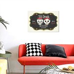 Peinture Gotique en Toile Personnalisée avec Nom et Date Crâne en Sucre Décoration Murale Jour des Morts Cadeau de Mariage Halloween pour Couple